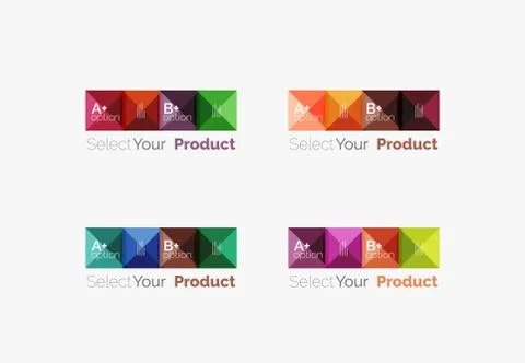 Set of abstract square interface menu navigation button Stock Illustration