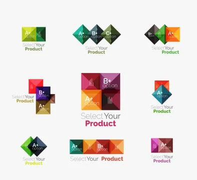 Set of abstract square interface menu navigation button Stock Illustration