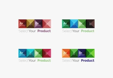 Set of abstract square interface menu navigation button Stock Illustration