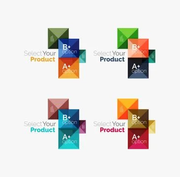 Set of abstract square interface menu navigation button Stock Illustration