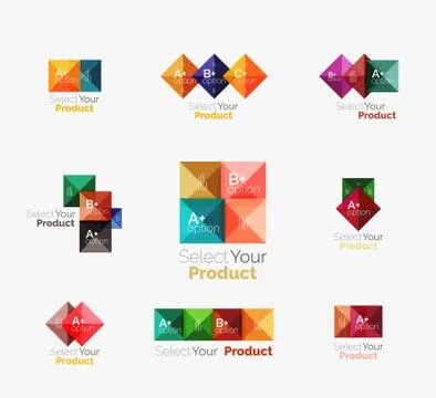 Set of abstract square interface menu navigation button Stock Illustration