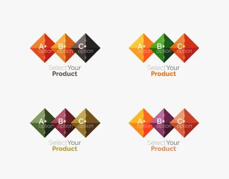 Set of abstract square interface menu navigation button Stock Illustration