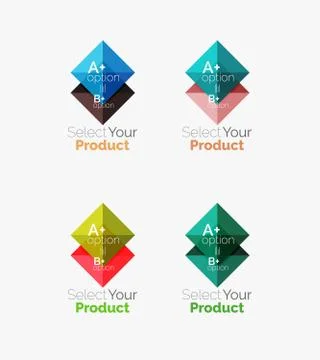Set of abstract square interface menu navigation button Stock Illustration