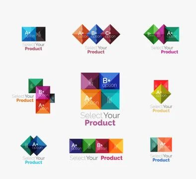 Set of abstract square interface menu navigation button Stock Illustration