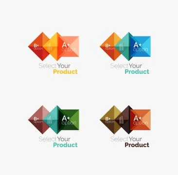 Set of abstract square interface menu navigation button Stock Illustration