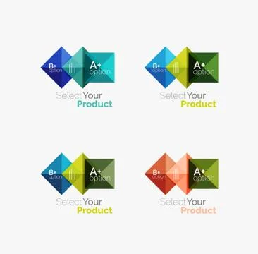 Set of abstract square interface menu navigation button Stock Illustration