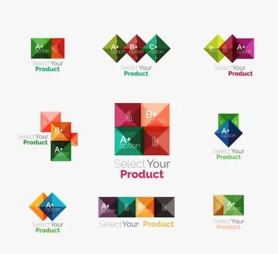Set of abstract square interface menu navigation button Stock Illustration