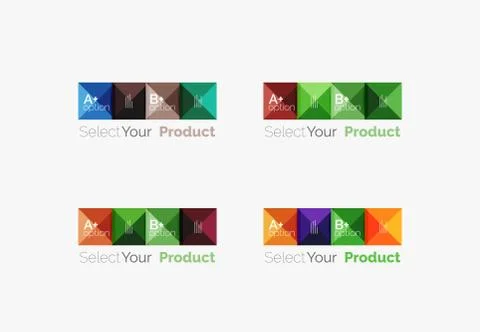 Set of abstract square interface menu navigation button Stock Illustration