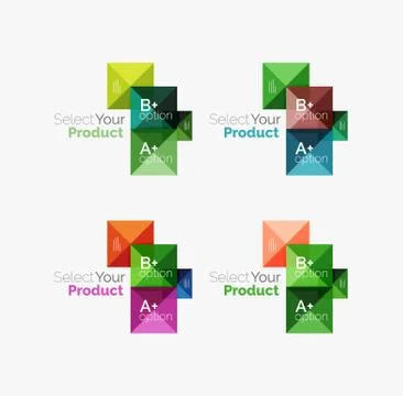 Set of abstract square interface menu navigation button Stock Illustration
