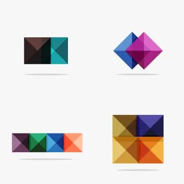Set of abstract square interface menu navigation button Stock Illustration