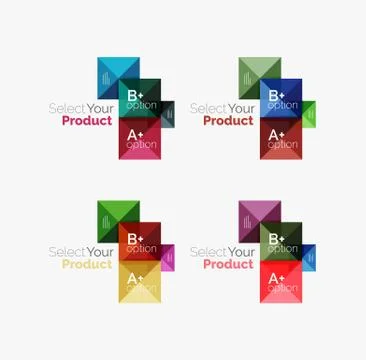Set of abstract square interface menu navigation button Stock Illustration