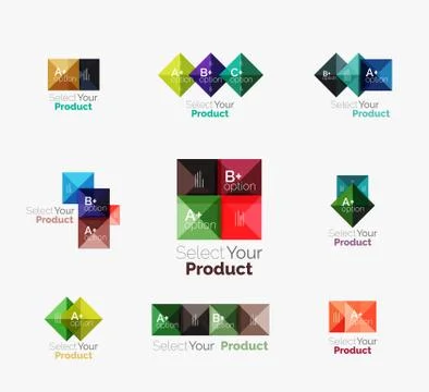 Set of abstract square interface menu navigation button Illustrazione stock
