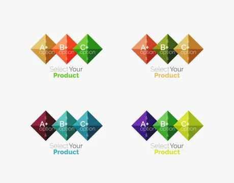 Set of abstract square interface menu navigation button Stock Illustration