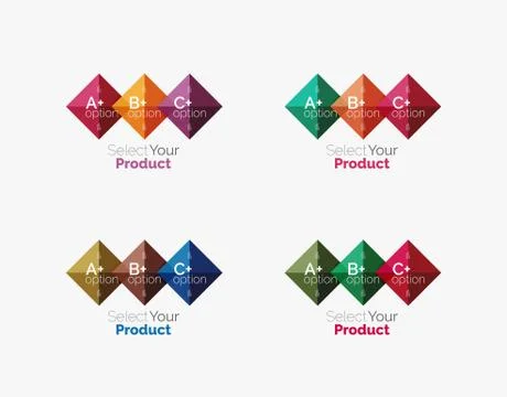 Set of abstract square interface menu navigation button Stock Illustration