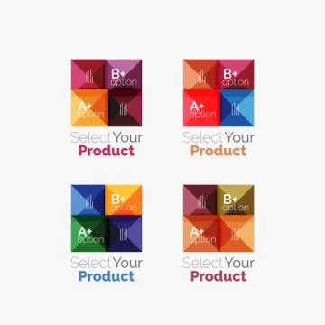 Set of abstract square interface menu navigation button Stock Illustration