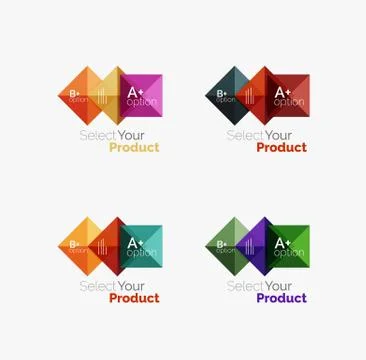 Set of abstract square interface menu navigation button Stock Illustration