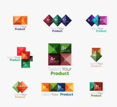 Set of abstract square interface menu navigation button Stock Illustration