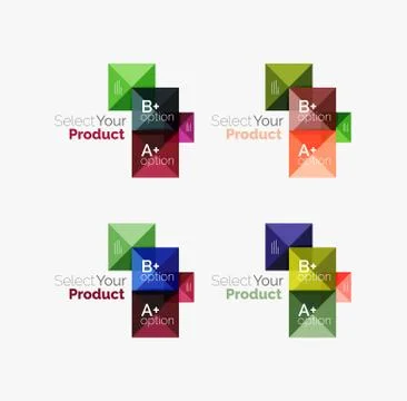Set of abstract square interface menu navigation button Stock Illustration