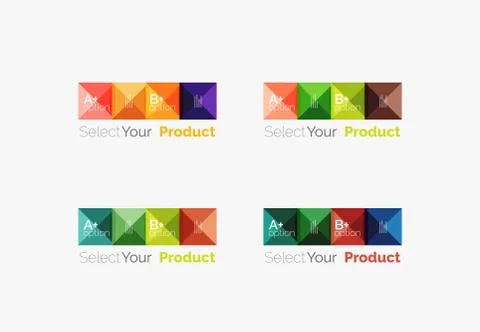 Set of abstract square interface menu navigation button Stock Illustration