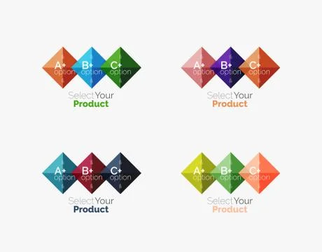 Set of abstract square interface menu navigation button 스톡 일러스트