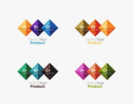 Set of abstract square interface menu navigation button 스톡 일러스트