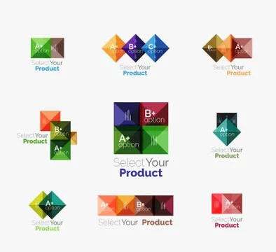 Set of abstract square interface menu navigation button 스톡 일러스트