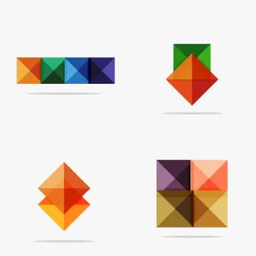 Set of abstract square interface menu navigation button Stock Illustration