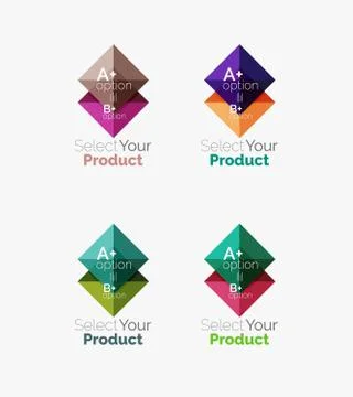 Set of abstract square interface menu navigation button Stock Illustration