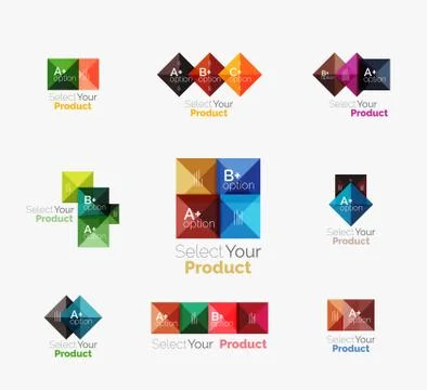 Set of abstract square interface menu navigation button Stock Illustration