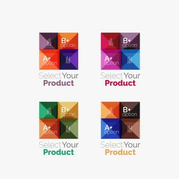 Set of abstract square interface menu navigation button Stock Illustration