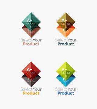 Set of abstract square interface menu navigation button Stock Illustration