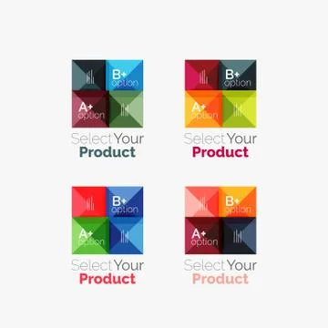 Set of abstract square interface menu navigation button Stock Illustration