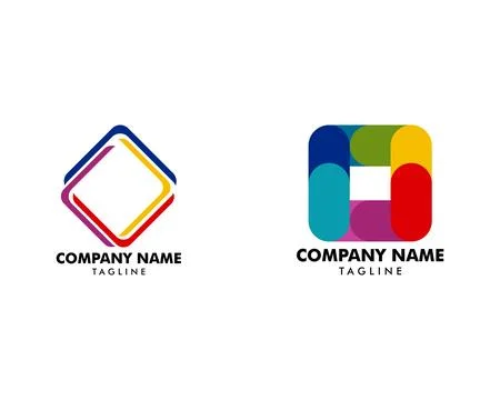Set of Abstract square logo design template Stock Illustration