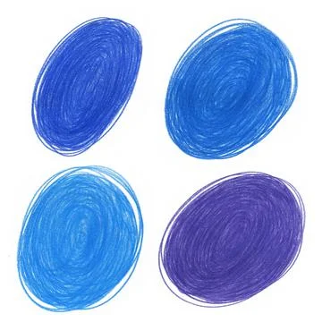Set of Abstract Stain Drawn by Colored Pencil Isolated on White Background. Stock Illustration