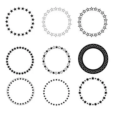 Set abstract star circle icon on white background. star circle icon. Stock Illustration