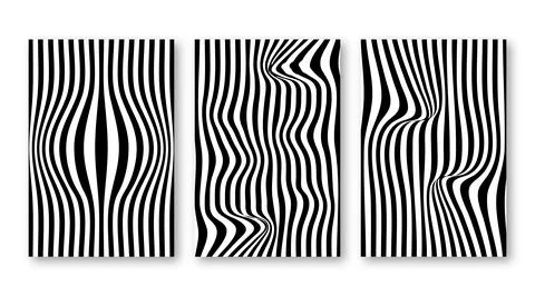 Set of abstract striped wave pattern set collection for poster design art, .. Stock Illustration