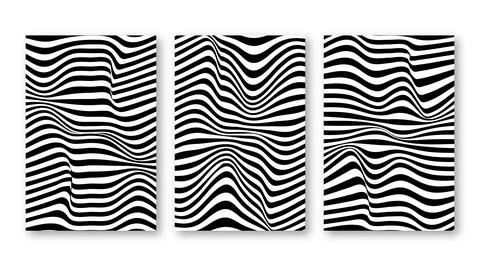 Set of abstract striped wave pattern set collection for poster design art, .. Stock-Illustration