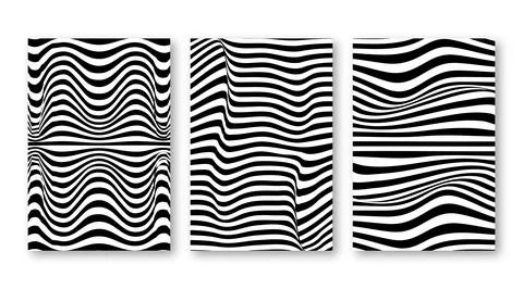 Set of abstract striped wave pattern set collection for poster design art, .. 스톡 일러스트