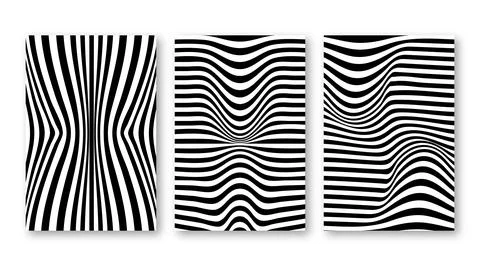 Set of abstract striped wave pattern set collection for poster design art, .. Stock Illustration