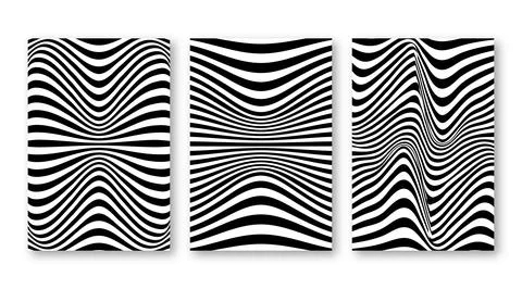 Set of abstract striped wave pattern set collection for poster design art, .. Stock Illustration