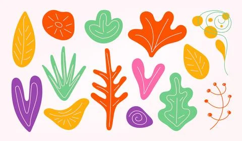 Set of abstract stylized leaves. Stock Illustration