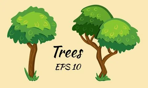Set of abstract stylized trees. Stock Illustration