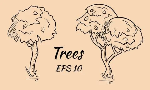 Set of abstract stylized trees. Stock Illustration