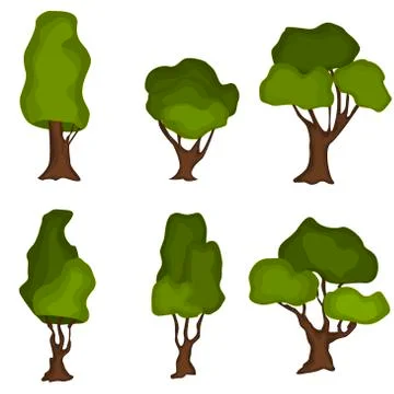 Set of abstract stylized trees. Natural trees vector Stock-Illustration