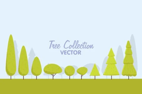 Set of abstract stylized trees. Natural illustration. 스톡 일러스트