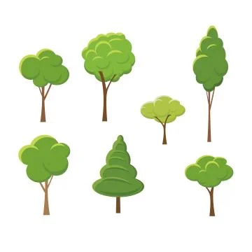 Set of abstract stylized trees. Natural illustration Stock Illustration