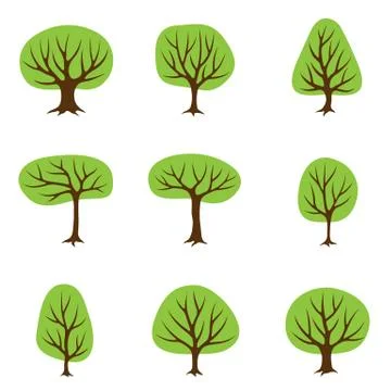 Set of abstract stylized trees. Natural illustration Stock Illustration