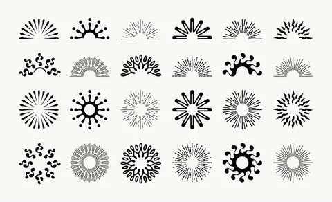 Set of abstract sun rays vector design 스톡 일러스트