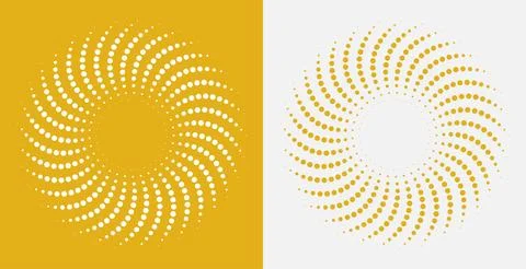 Set of Abstract Symmetrical Round Frames with Halftone Effect Stock Illustration
