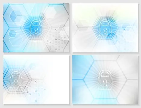 Set of abstract technological background with global security concept. Stock Illustration